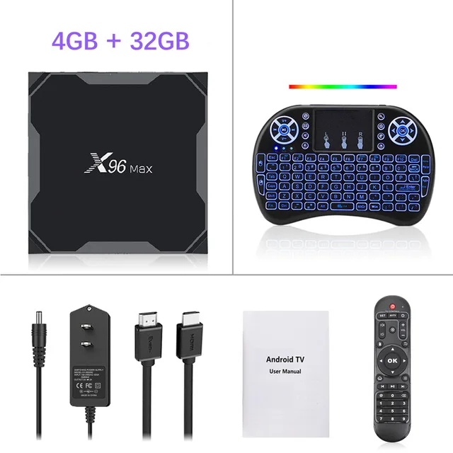 4G 32G EN i8 Backlit X96 MAX Android 9,0 ТВ приставка DDR4 4 Гб 64 Гб четырехъядерный процессор Amlogic S905X2 2,4G и 5 ГГц Wifi 1000 м H.265 4 к смарт медиаплеер телеприставка - Цвет: 4G 32G EN i8 Backlit