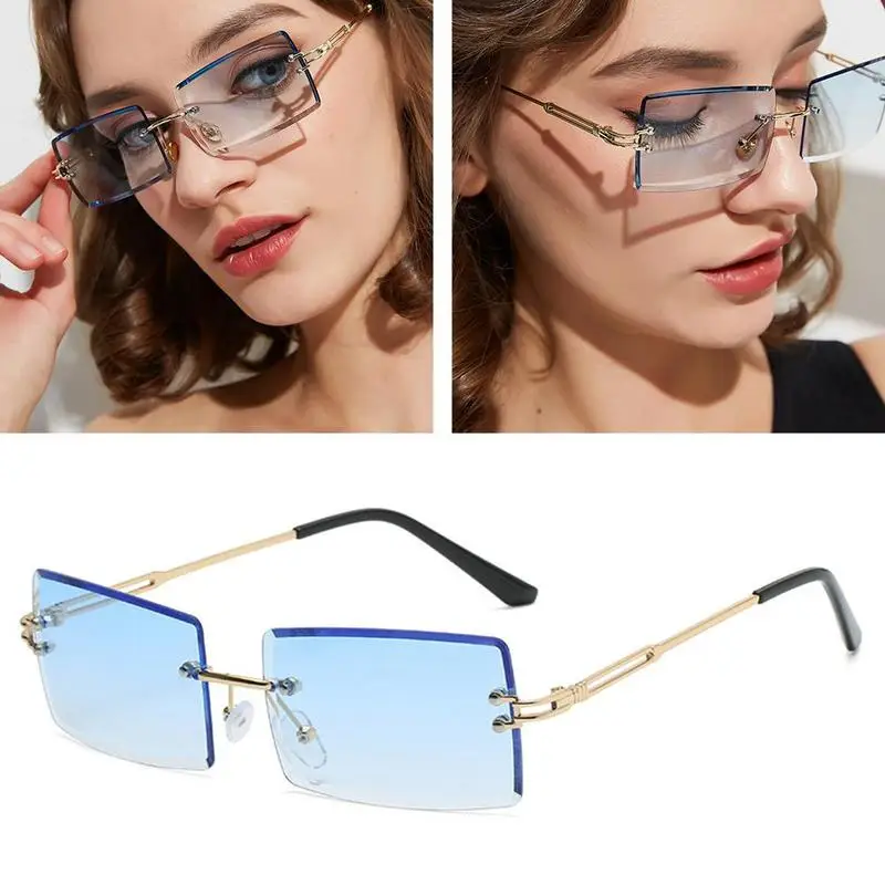 

Ladies Fashion Rimless Cut-edge Sunglasses, Square All-match Gradient Sunglasses, Fashionable Sunglasses