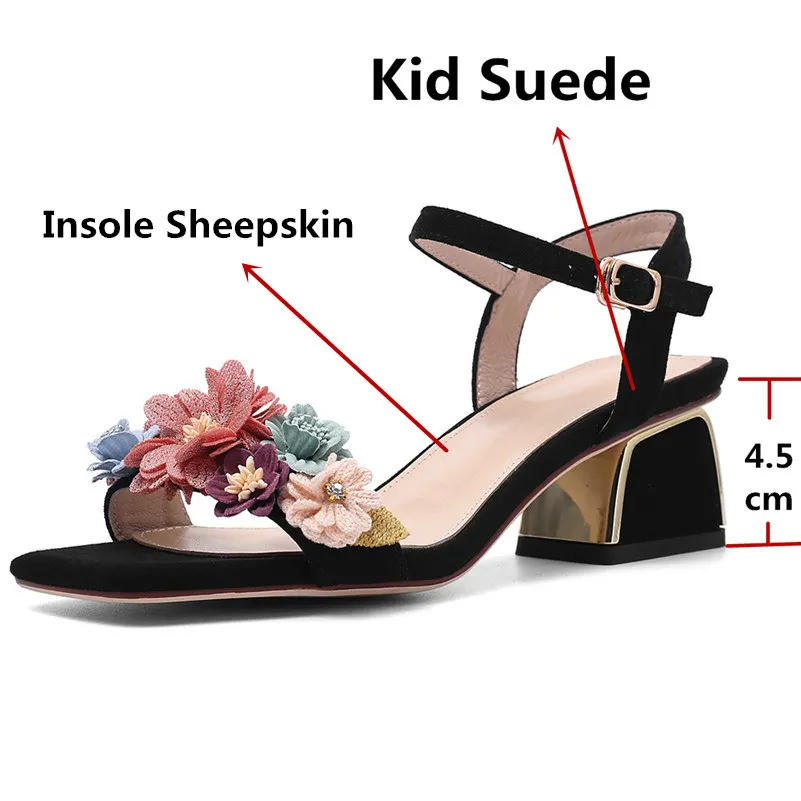 Женские замшевые туфли FEDONAS элегантные на высоком каблуке украшенные цветами с