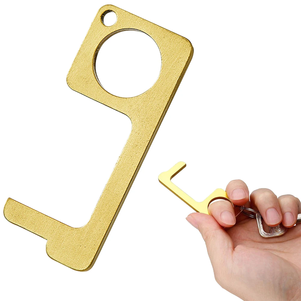 Брелок для ключей из чистой латуни не прикасающаяся вешалка инструмент