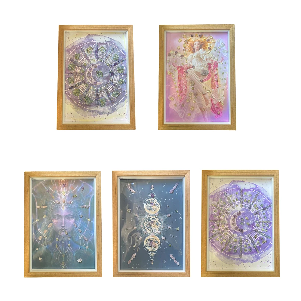 

Картина из натурального энергетического исцеления, Хрустальная картина, подвесной рисунок, настенное искусство, картины для гостиной, дома...