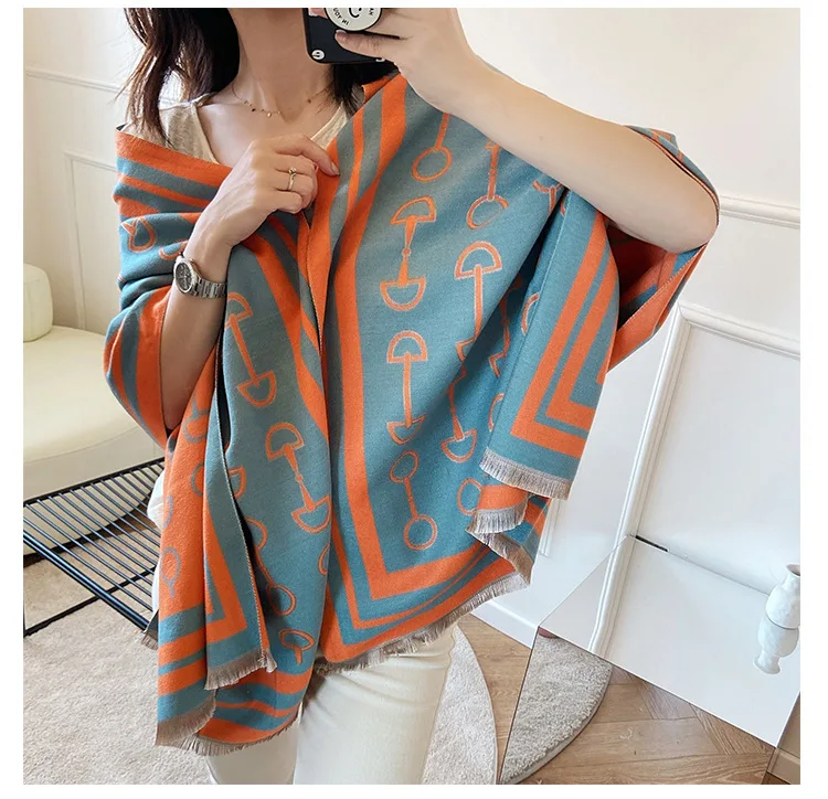 

2021 New Design Print Winter Scarf Women Shawls and Wraps Thick Warm Blanket Scarves for Female