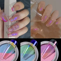 2 colours box aurora nail powder glitter transparent chameleon pigment dust mermaid laser mirror chrome nail art decorations