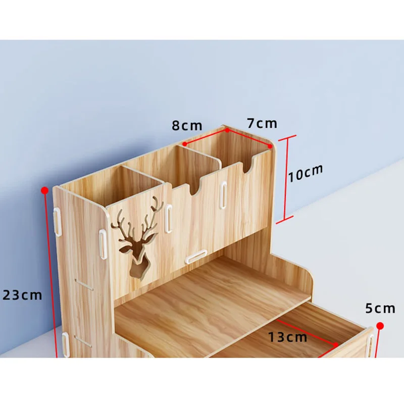 

Creative Pen Pencil Holder Receiving Box Desktop Learning Penholder Office Desk Organizer Storage Rack Supplies Wood