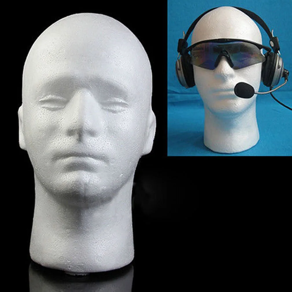 New Male White Polystyrene Styrofoam Foam Head Model Stand Wig Hair Hat Headset Mannequin Head Display Stand Rack