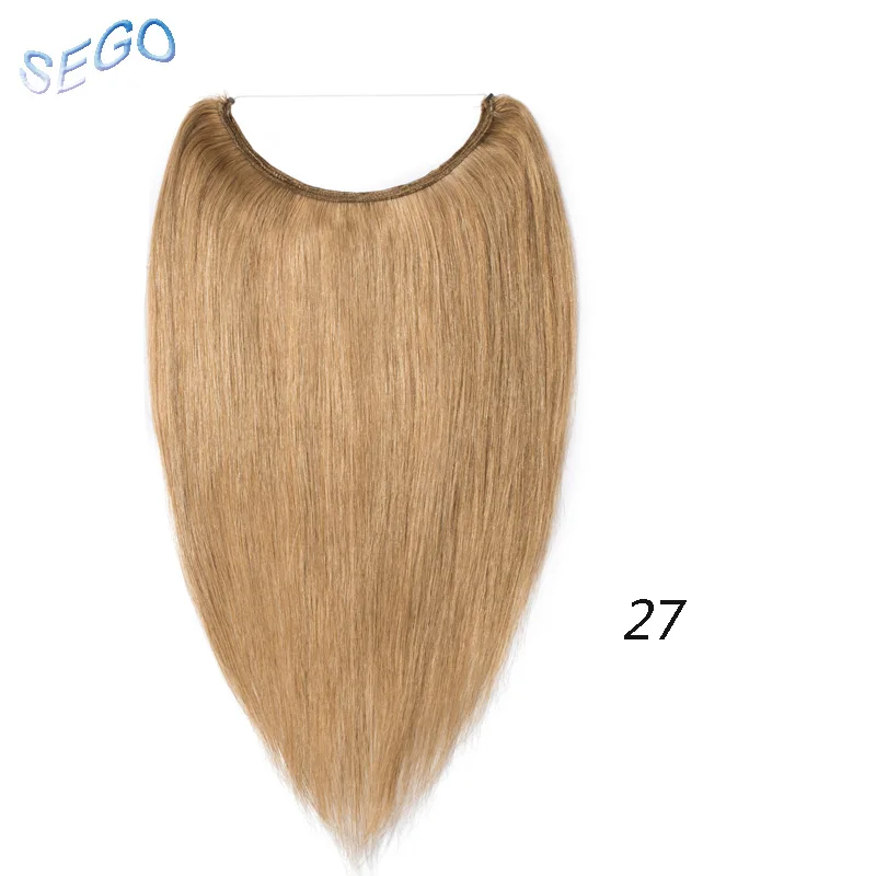 #27 SEGO 1"-24" прямые человеческие волосы для наращивания с изображением пианино и чистого цвета, невидимая проволока, накладные человеческие волосы без Реми - Цвет: #27