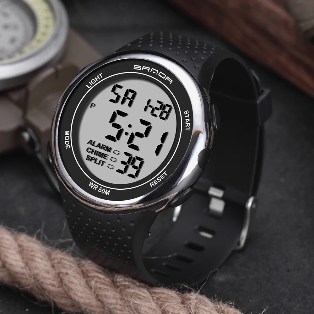 Часы наручные Sanda мужские электронные светодиодные модные спортивные цифровые с