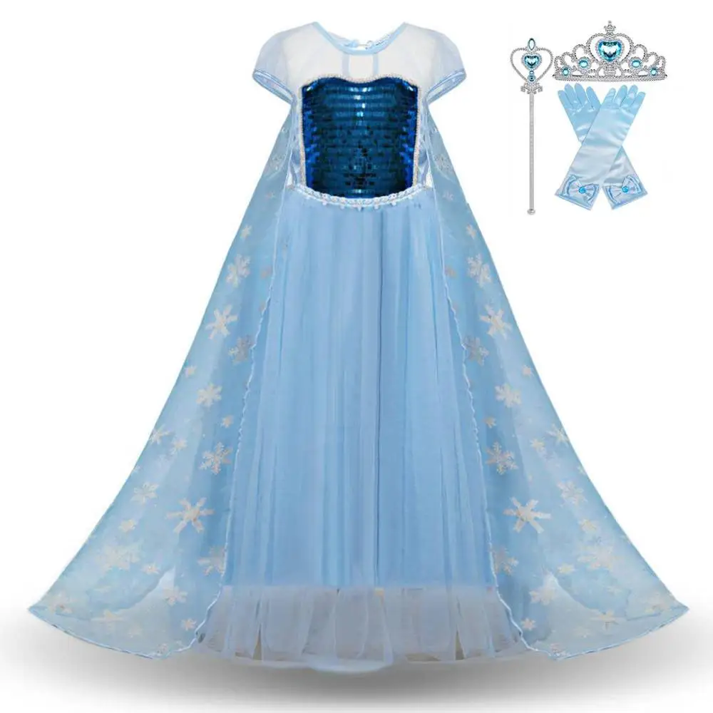 

Summer Cosplay Ice Queen Dress Girl Elsa Dress Princess 2 Girl Party Costume