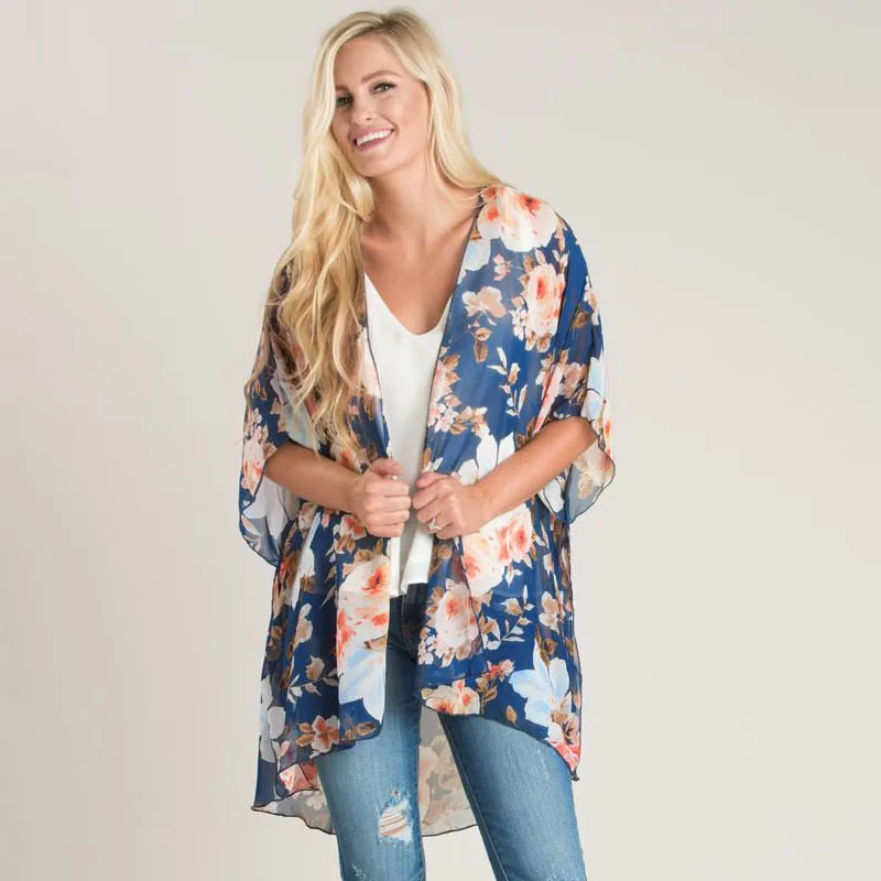 Новинка 2020 летнее кимоно кардиган в стиле бохо Пляжное бикини с цветочным