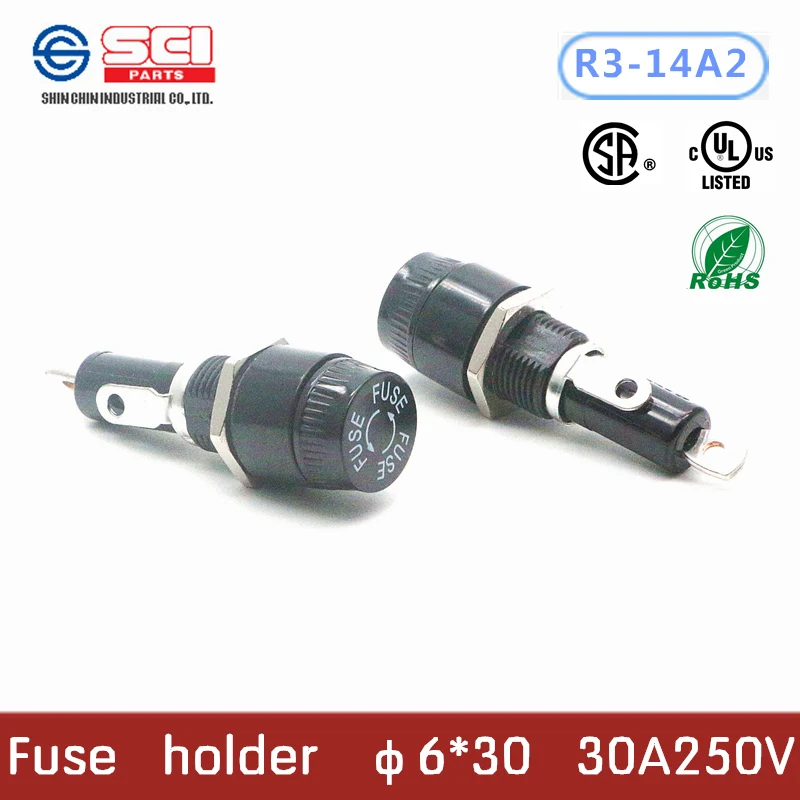 R3 14A2/Taiwan SCI Держатель предохранителя/фенольное пламя UL: 94V 1)/ 30A 250 в 6*30
