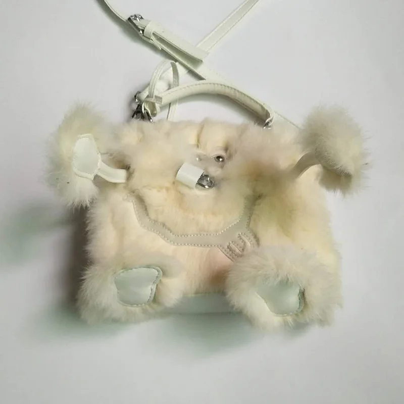 Женская модная повседневная простая винтажная сумка на плечо с кроличьим мехом и