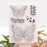 new thinking of you love 11x15cm transparent seal diy handbook transparent silicone seal rubber stamp butterfly