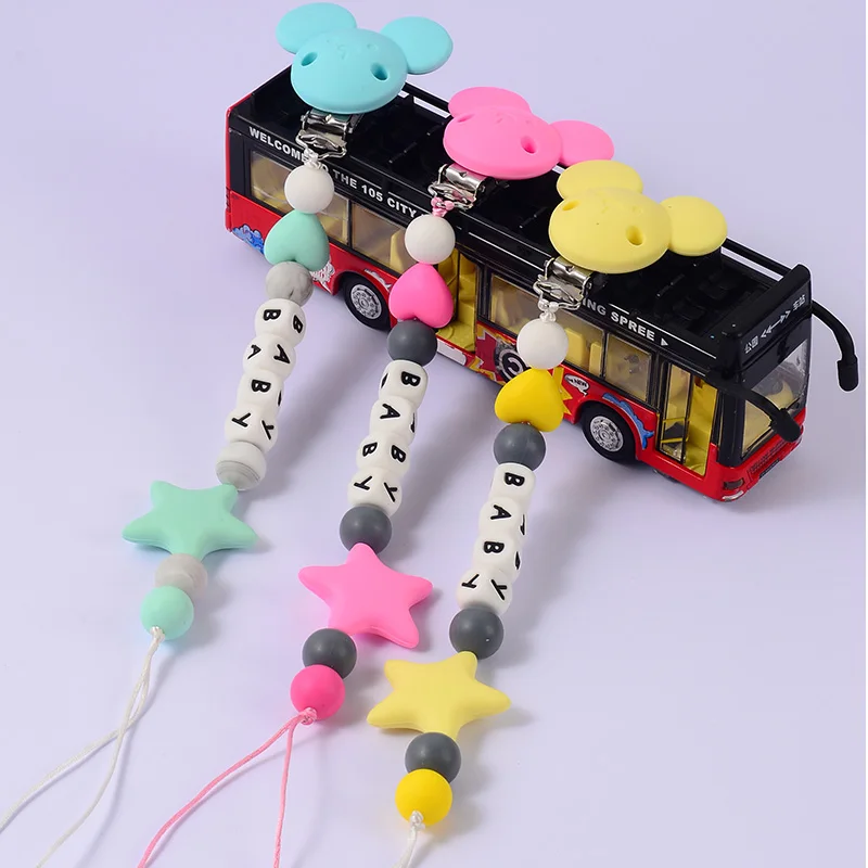 

Цепочка-прорезыватель для пустышки, силиконовая, с именем на заказ