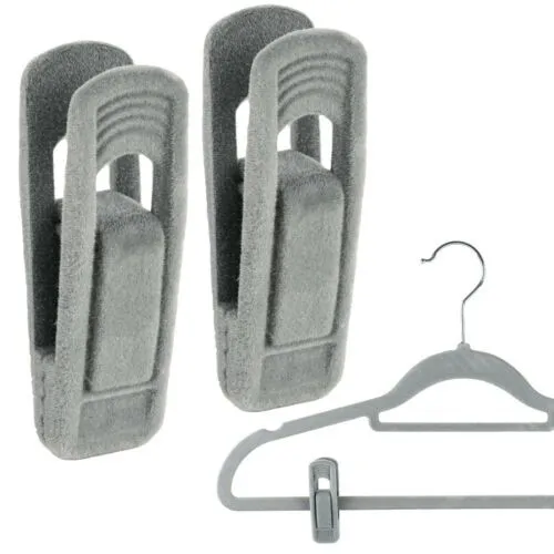 

20Pcs Non Slip Velvet Hangers Clips For Flocked Trouser Coat Clothes Pant Clip Laundry Storage Organization Drying Clips
