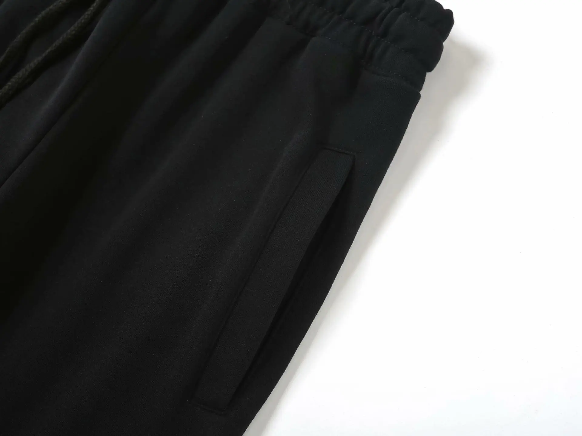 

100% Cotton Black Casual Pants Men Men's Fashion Drawstring Full Length Joggers Pants Slim Harajuku Style Pencil Pants Male
