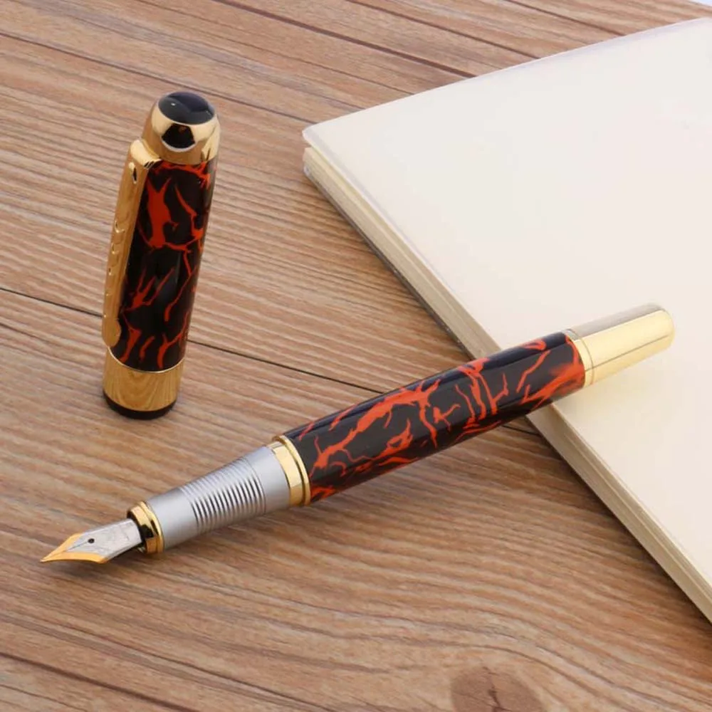 Роскошная перьевая ручка Jinhao 250 черный и красный цвета в полоску ледяной с