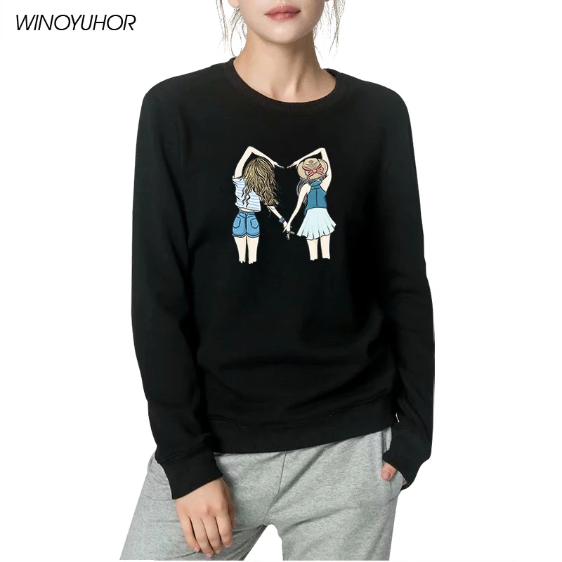 

Женский свитшот с длинным рукавом, с мультяшным принтом