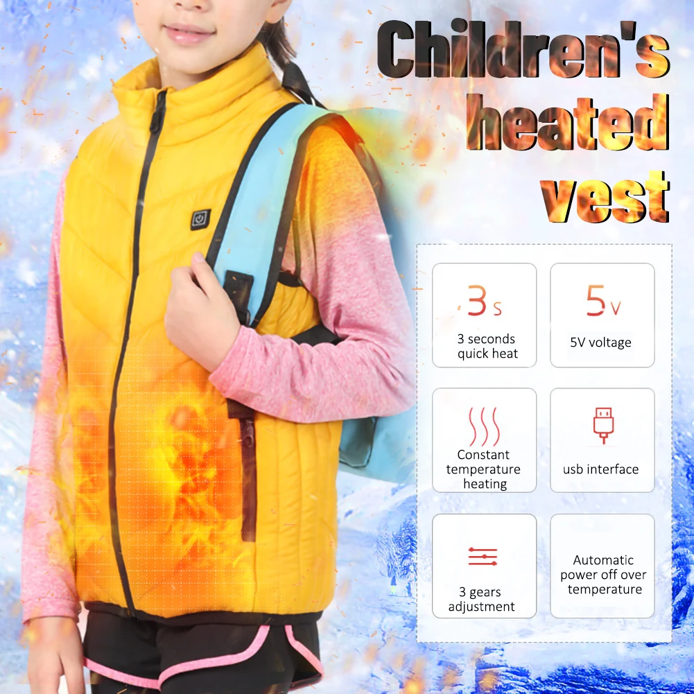

Children'S USB Heating Cotton Vest Men And Women Thermostatic Heating Vest 5V 2A Heating Warm Jackets Thermal Coat Wholesale