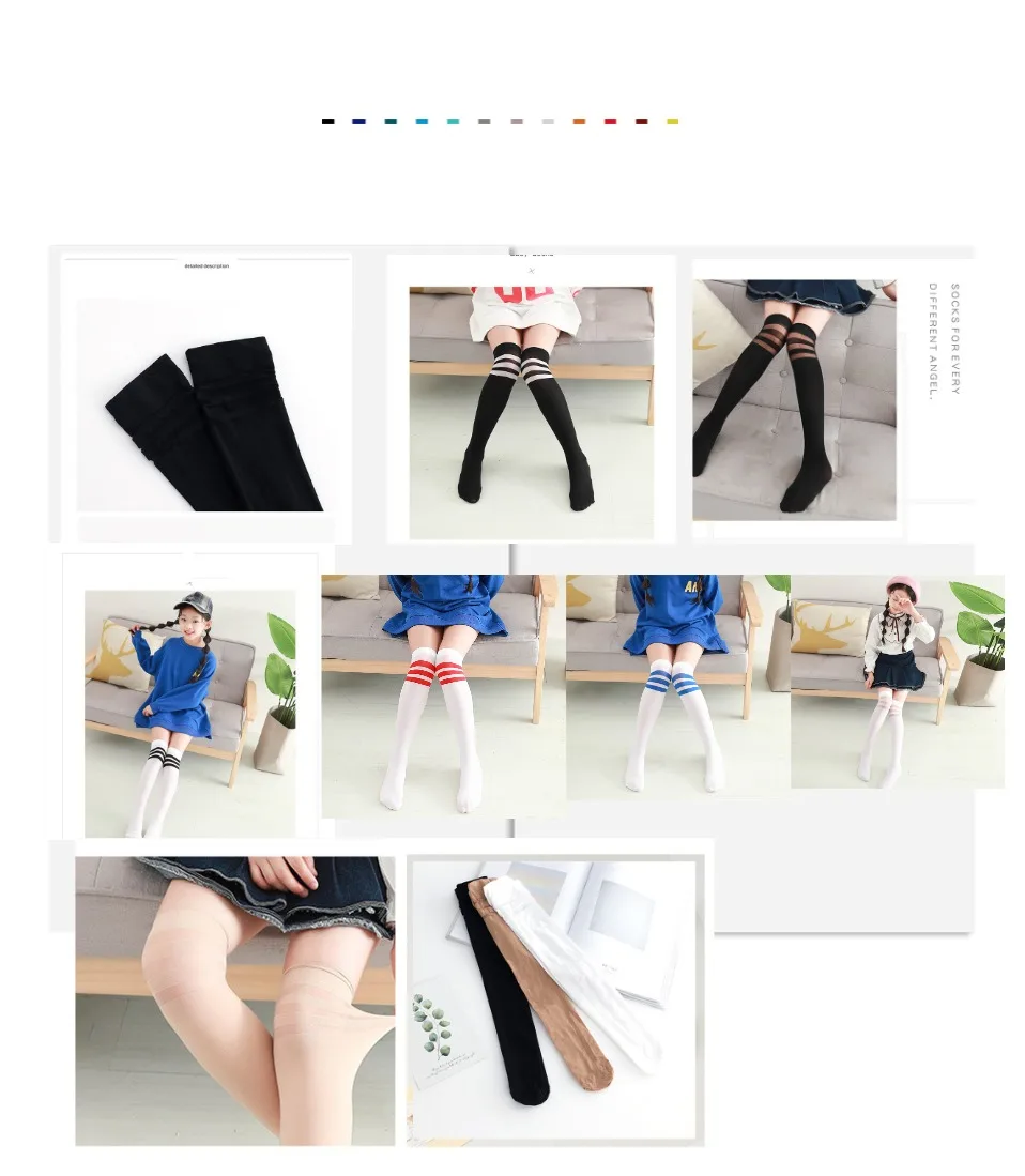 Летние детские Нескользящие Школьные носки для выступлений Chaussettes Kniekousen Meisje, гольфы для маленьких девочек