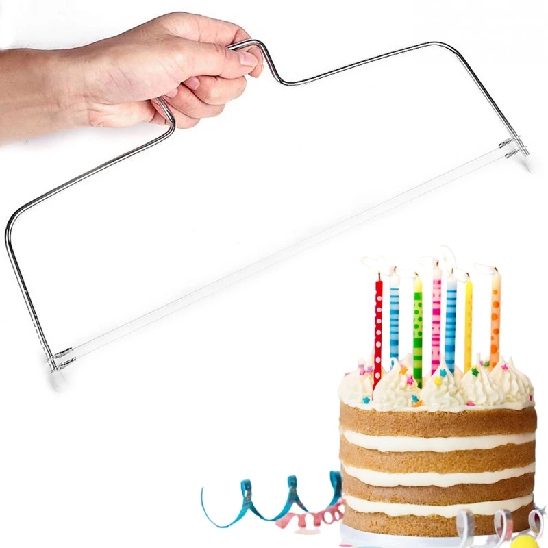 

Stainless Steel Adjustable 2-Wire Dual-Layers Cake Cutter Slicer Cake Cutting Machine Biscuit Cutting Kitchen Accessories Gadget