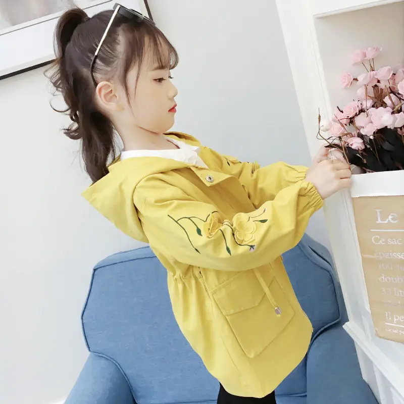 Ветровка с капюшоном и цветочной вышивкой для девочек 4-13 лет | Мать ребенок