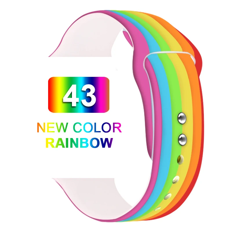 Мягкий силиконовый сменный спортивный ремешок для 38 мм Apple Watch Series1 2 3 4 5 42 мм наручный браслет ремешок для iWatch Sports Edition - Цвет ремешка: Rainbow