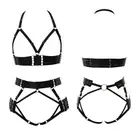 Готическая одежда, бюстгальтер на бретельках, сексуальный комплект нижнего белья, черная клетка для тела, пастельные готические Подвязки для ног с высокой талией, стринги, бандаж