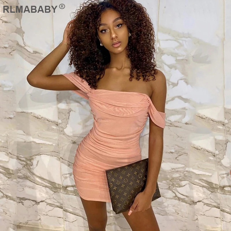 Пикантное Сетчатое платье RLMABABY с открытыми плечами женское облегающее