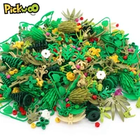 pickwoo 200g 500g military plant grass building blocks city street view garden diy bricks parts compatible with flower set meal