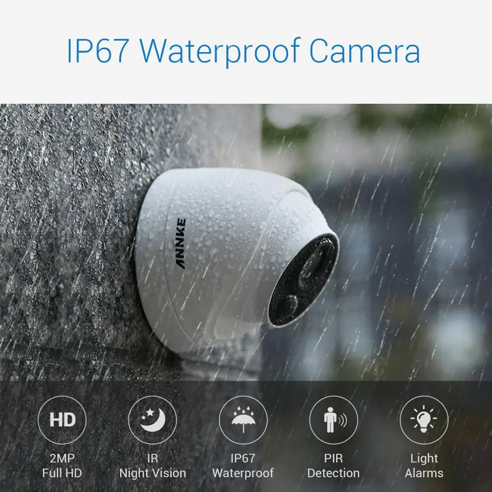Камера видеонаблюдения ANNKE HD 8 каналов 5 МП Lite шт. 1080P 2 IP67 с защитой от