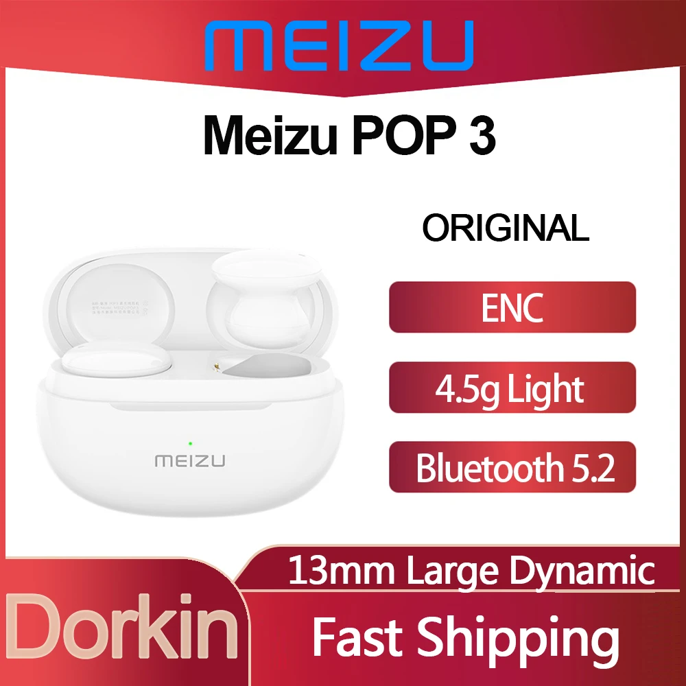 Оригинальные беспроводные наушники Meizu POP 3 истинные с шумоподавлением и вызовом