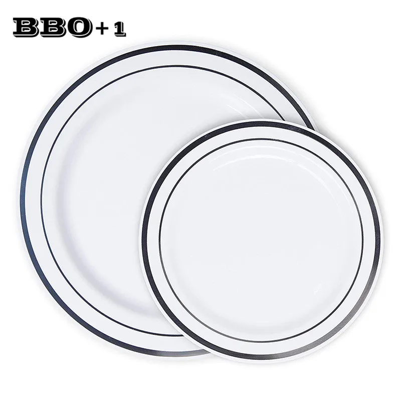 Одноразовые пластиковые тарелки из розового золота с кружевом 25 шт. для