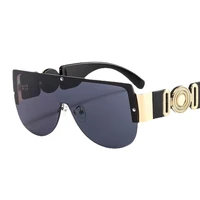 2021 new fashion shield sunglasses women men green leopard luxury gradients lens metal frame oval brand designer goggle uv400