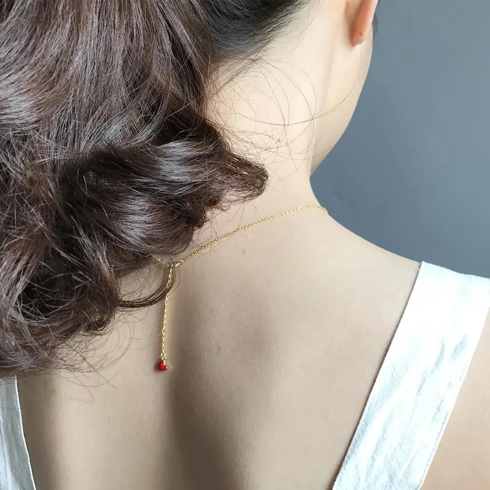 Amaiyllis 925 Стерлинговое Серебро Любовь сердца ожерелья до ключиц кулон двойное