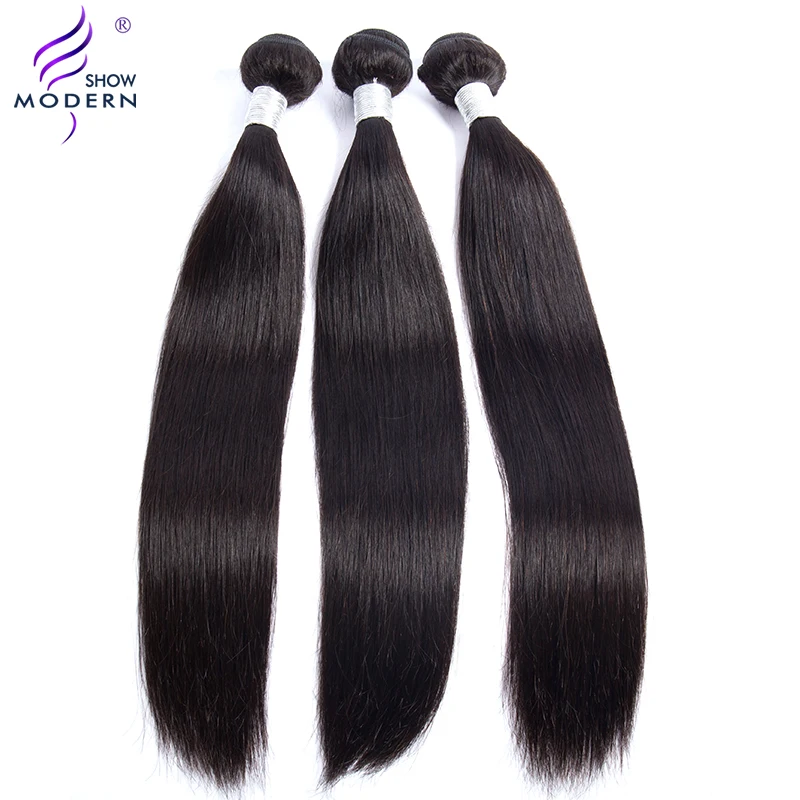 Современное шоу 3 пучка перуанские прямые волосы предварительно выщипанные