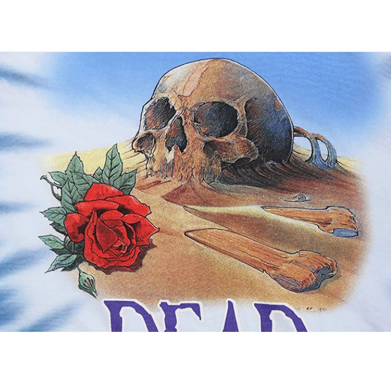

JING ZHE Tie-dyed Tshirts Men Skull Flower Print T-shirt Summer Loose Short-sleeve Top Tee Hip Hop High Street Streetwear Couple