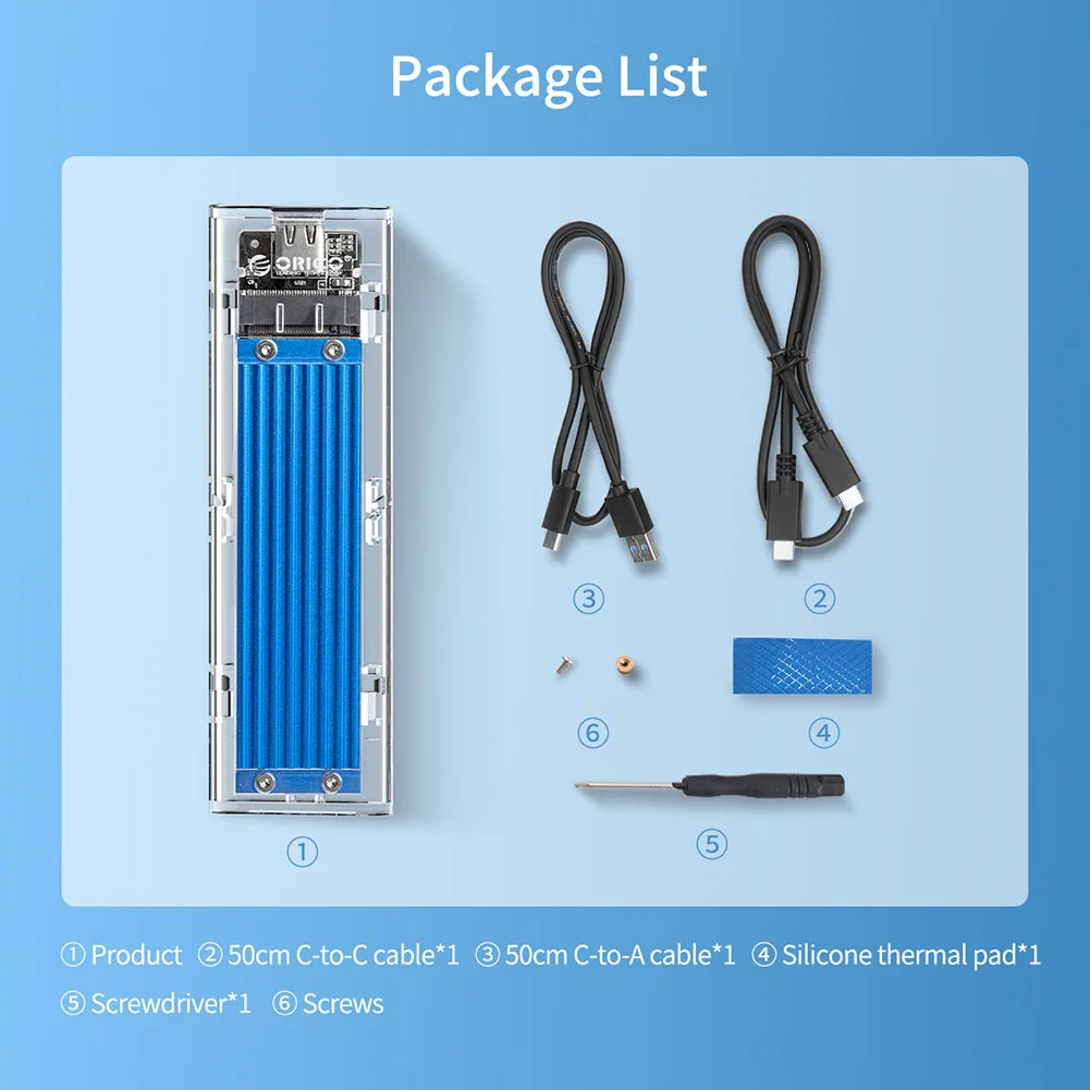 

ORICO M2 SSD Case 10Gbps Type-C USB3.1 to M.2 NVME/SATA Dual Protocol Mobile External Hard Drive Enclosure Support 2TB SSD Box