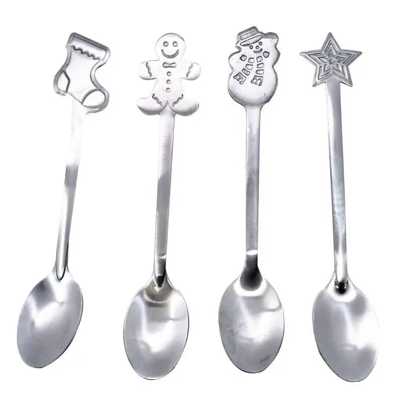 

12 Pack Creative Christmas Spoon Stainless Steel Coffee Spoon Christmas Stirring Spoon Tea Spoon Soup Spoon A0NC