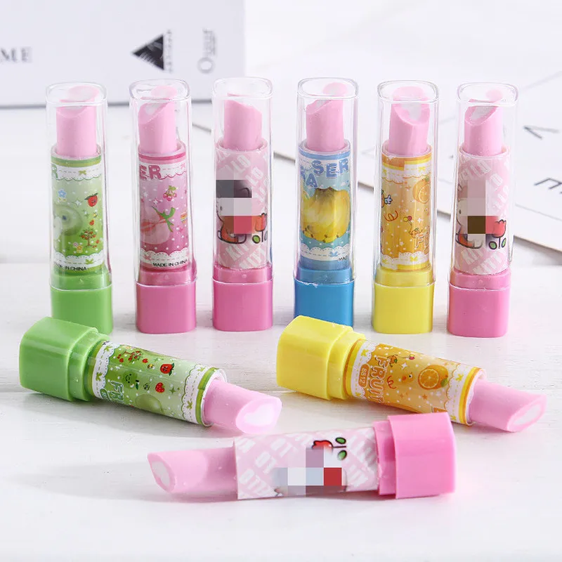 

Kawaii Lipstick Design Eraser teddy dog ombre pencil Erasers for Rubber Remover Effectively Clean Student stationery kids prizes