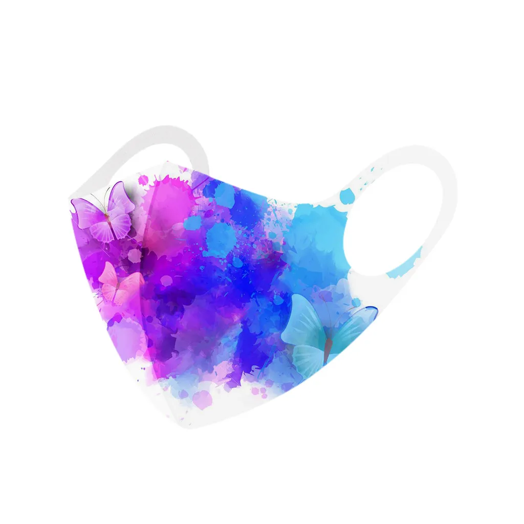 

1/5/12PC Face Masks Children's Adjustable Windproof Washable and Reusable Mouth Cover Tie dye Printed Face Mask Mascarar
