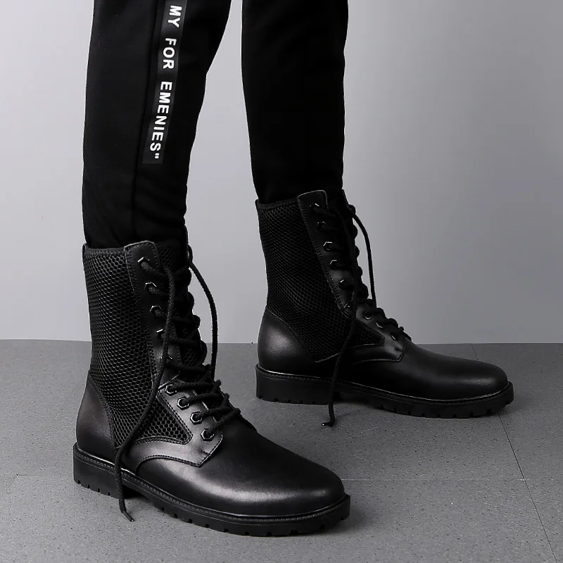 Модная зимняя обувь дизайнерские мужские ботильоны из натуральной кожи высокие