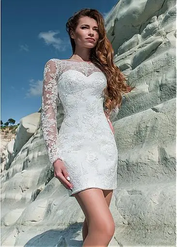 

Fantastic Tulle & Lace Bateau Neckline 2 In 1 Wedding Dress Lace Appliques Long Sleeve Bridal Dress with Removable Skirt