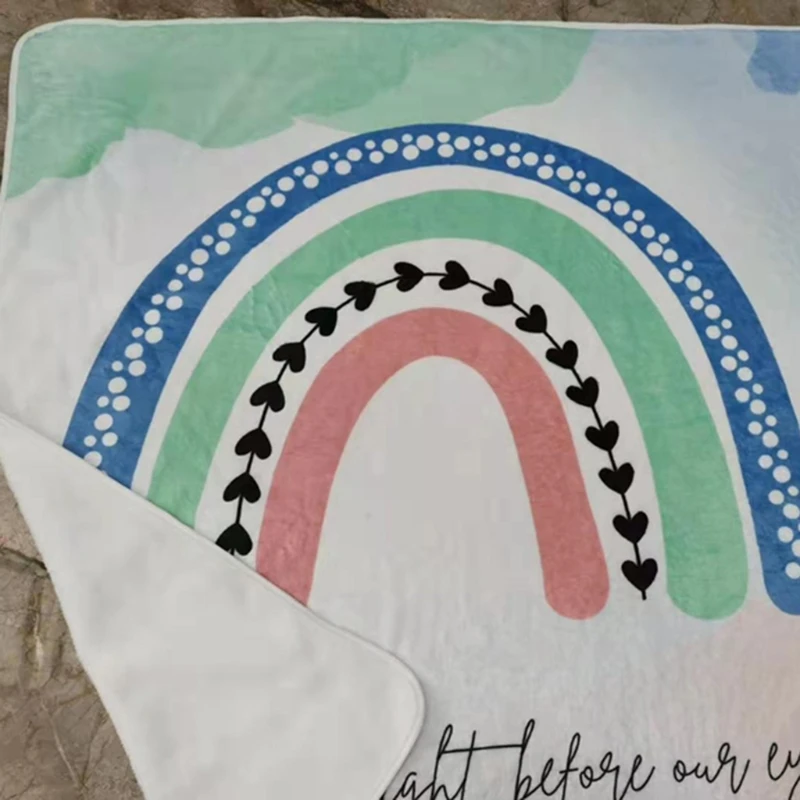 

Baby Monthly Record Growth Milestone Blanket Newborn Photography Props Creative Cartoon Rainbow Printing Background