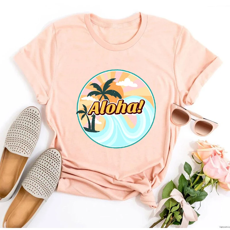 Aloha летние футболки с графическим рисунком женские Гавайские рубашки летняя