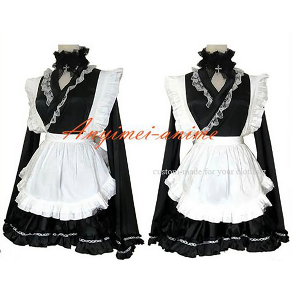 

fondcosplay adult sexy cross dressing sissy maid short black Dress Uniform white apron Costume Tailor-made[CK1151]