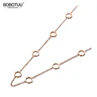 BOBOTUU Мода из нержавеющей стали, легированной титаном, фианиты, кристаллы, круглый кулон колье ожерелья для женщин шик очарование кулон ожерелье BN19201