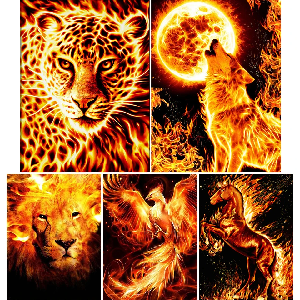 

5D DIY Diamond Painting Animals Lion Wolf Horse Butterfly Cross Stitch Kit Full Embroidery Mosaic Art Picture of Rhinestones set