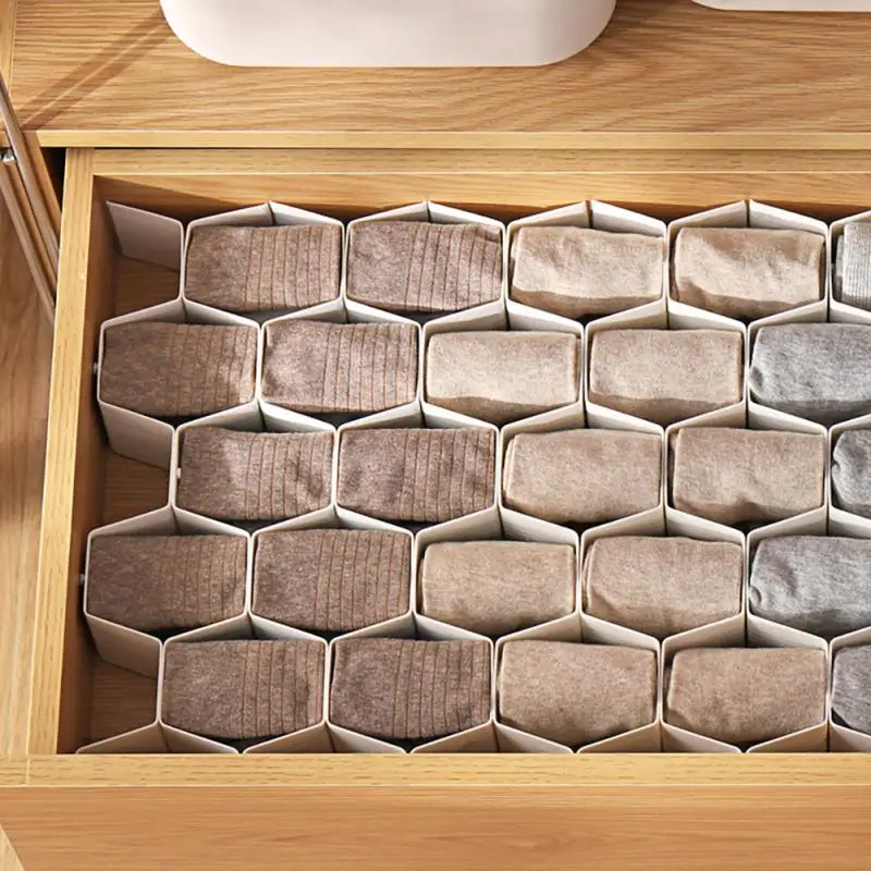 

Home Storage Supplies Honeycomb Drawer Storage Bag 8 Pieces Closet Divider Plastic Partition Underwear Socks Storage Partition