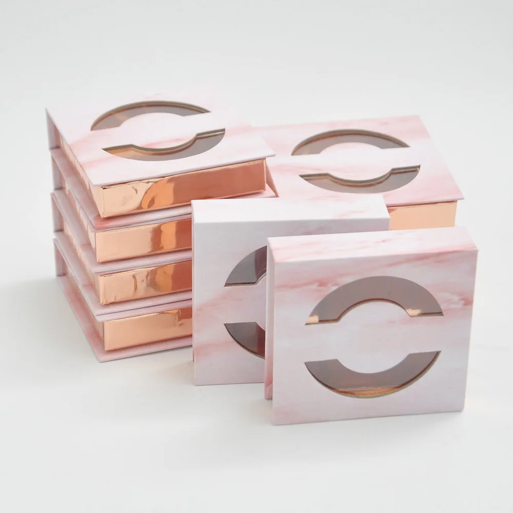 

10/lot Wholesale eyelash packaging box lash boxes package custom square marble pink 25mm beaver makeup storage case bulk vendor
