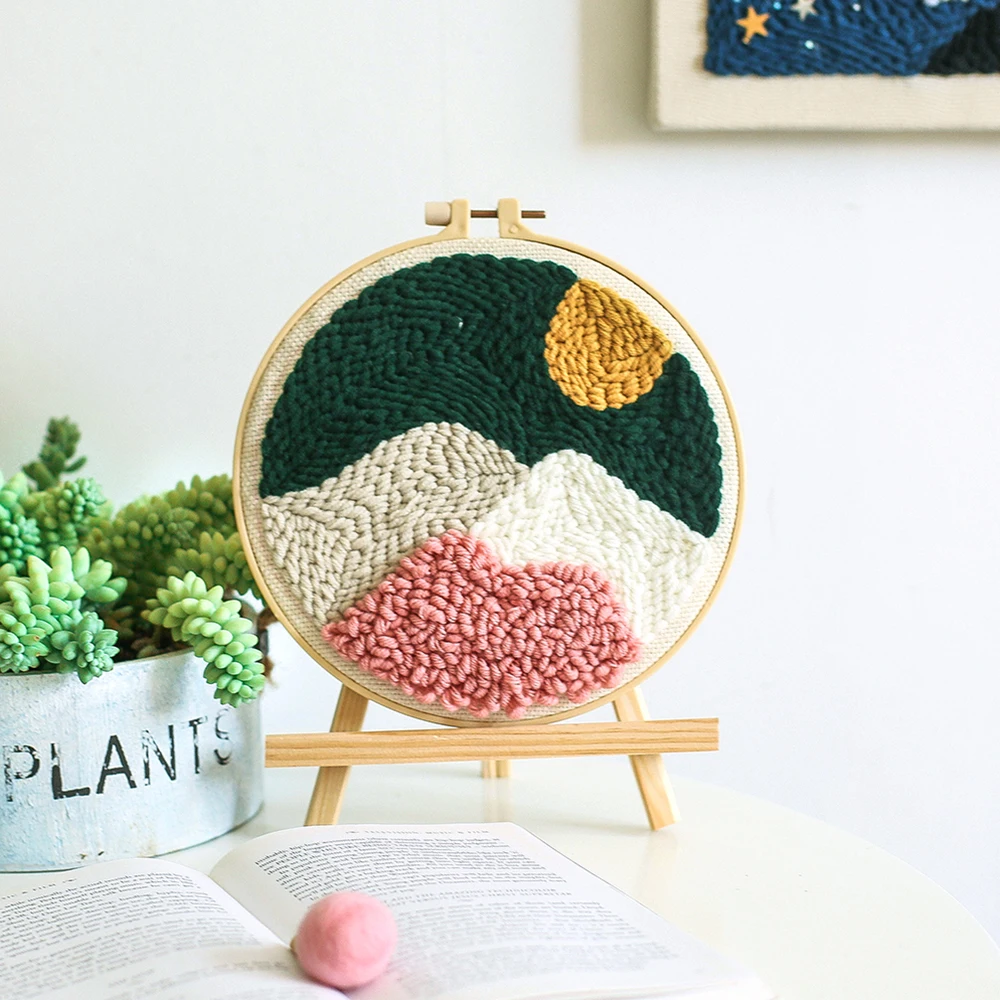 

Punch Needle Embroidery Starter Kits Punch Needle Tool Embroidery Cloth With Pattern DIY Handcraft Embroidery Decor Craft Gift